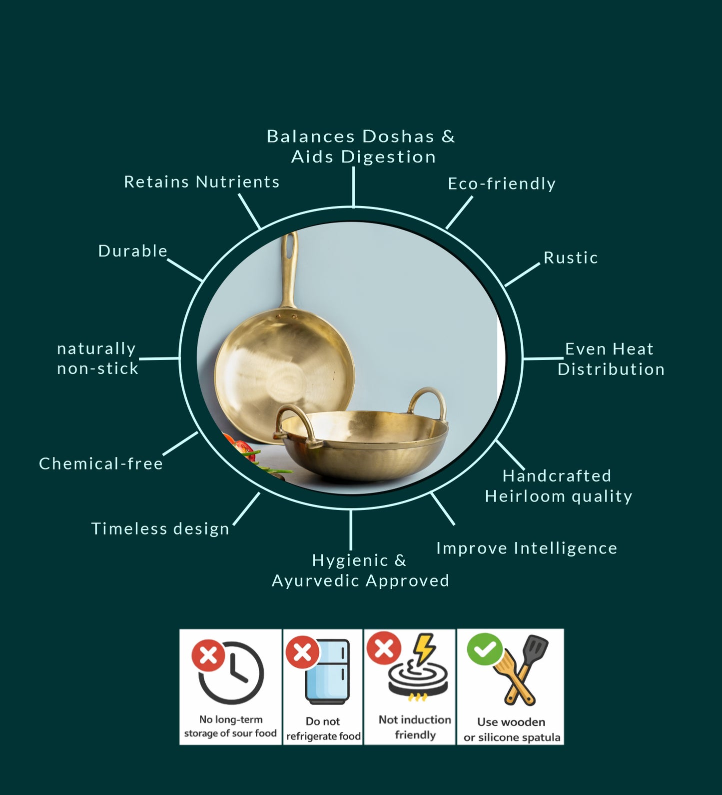 Bronze/Kansa Combo (Kadai + Sauté Pan)