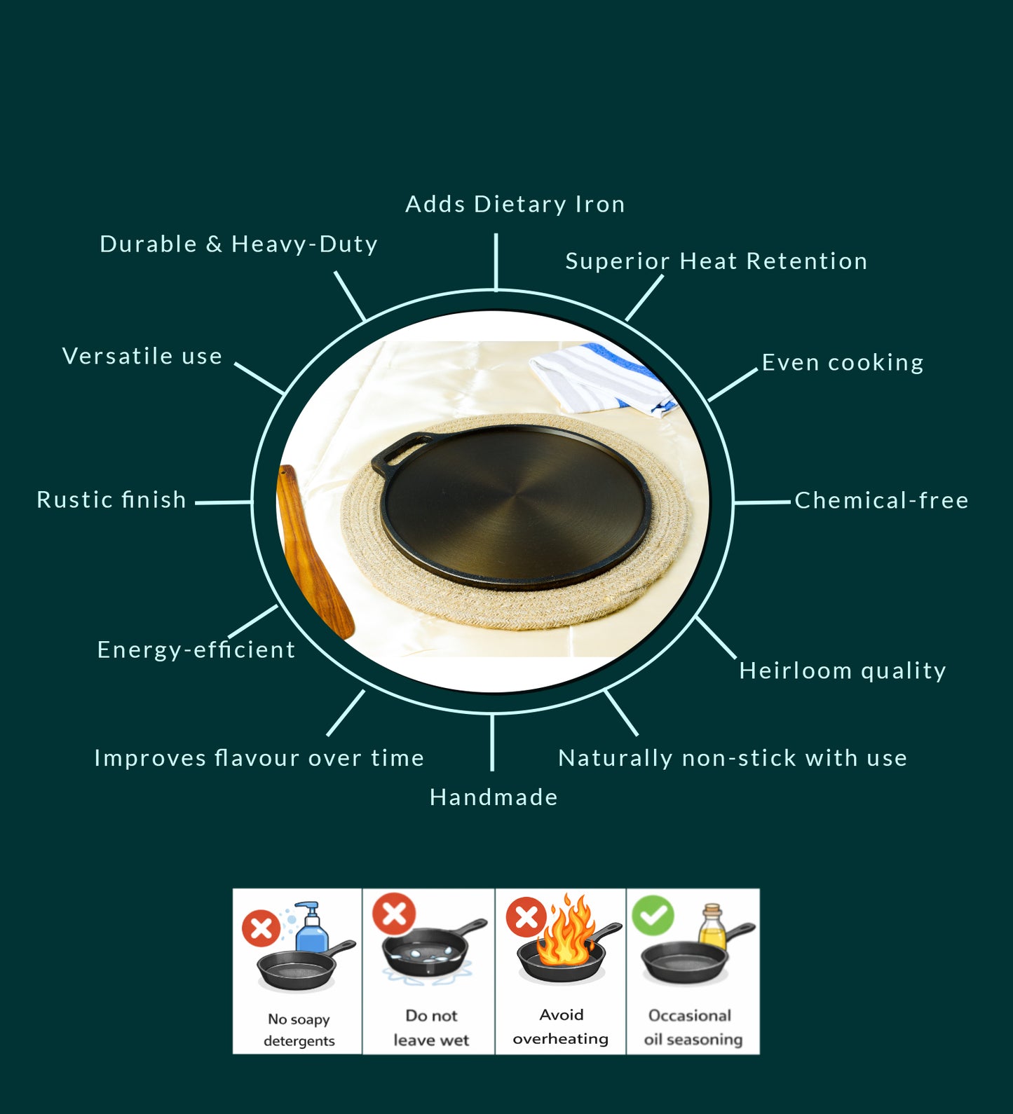 SUPER SMOOTH Cast Iron DOSA Tawa