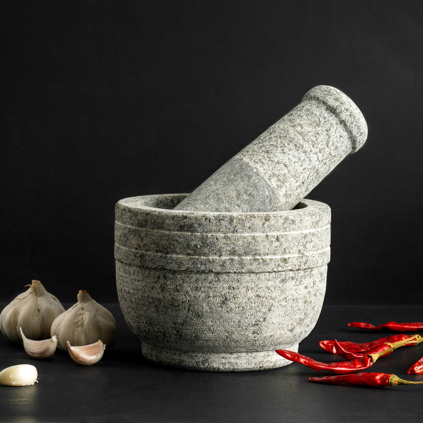 Premium Uthukuli Stone Mortar and Pestle (Circular)