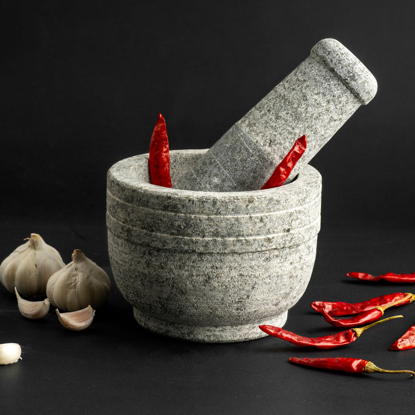 Premium Uthukuli Stone Mortar and Pestle (Circular)