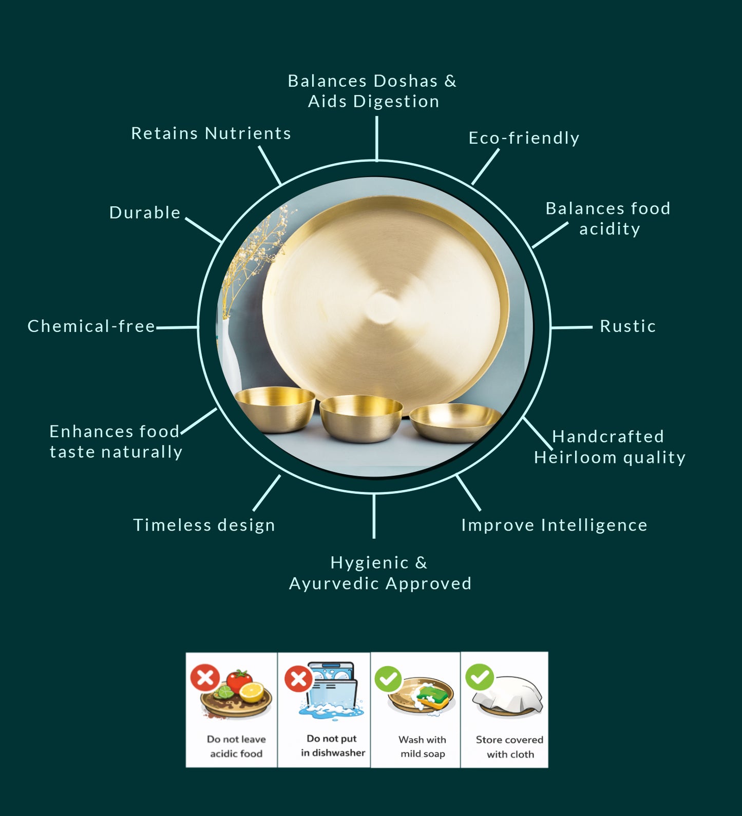 Matt Finish Bronze thali plate with 3 katories