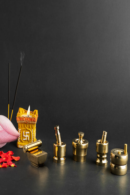 {Premium Finish} Pure Brass Traditional Vastu Pooja and Grahapravesam set of 5