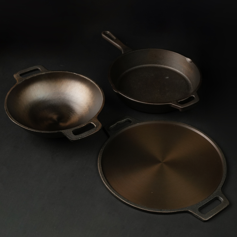 Cast Iron Combo ( Kadai + Dosa Tawa + Skillet )