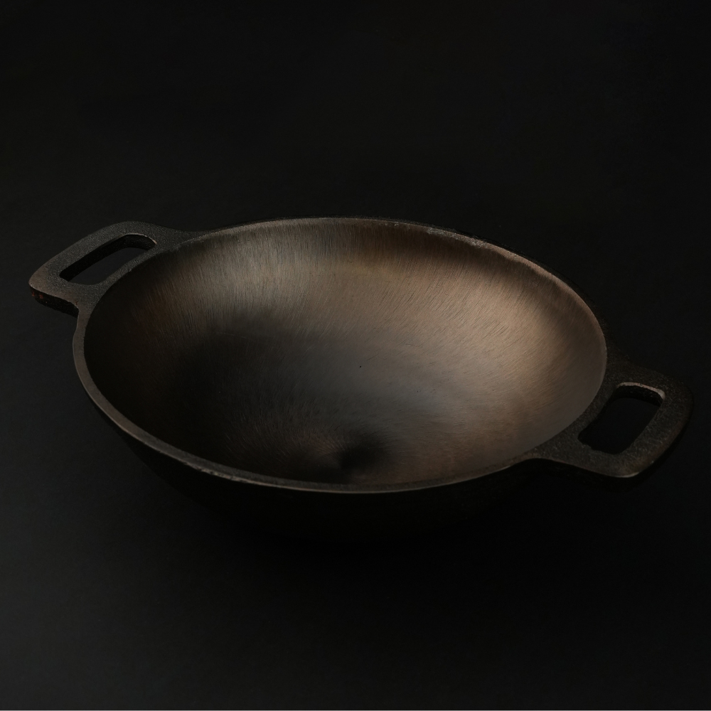 Pre-Seasoned Super Smooth Cast Iron Kadai/Wok | Kitchen Cooking ...