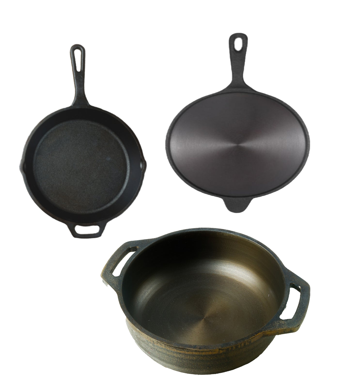 Cast Iron Combo ( Kadai + Roti/Dosa Tawa + Skillet )