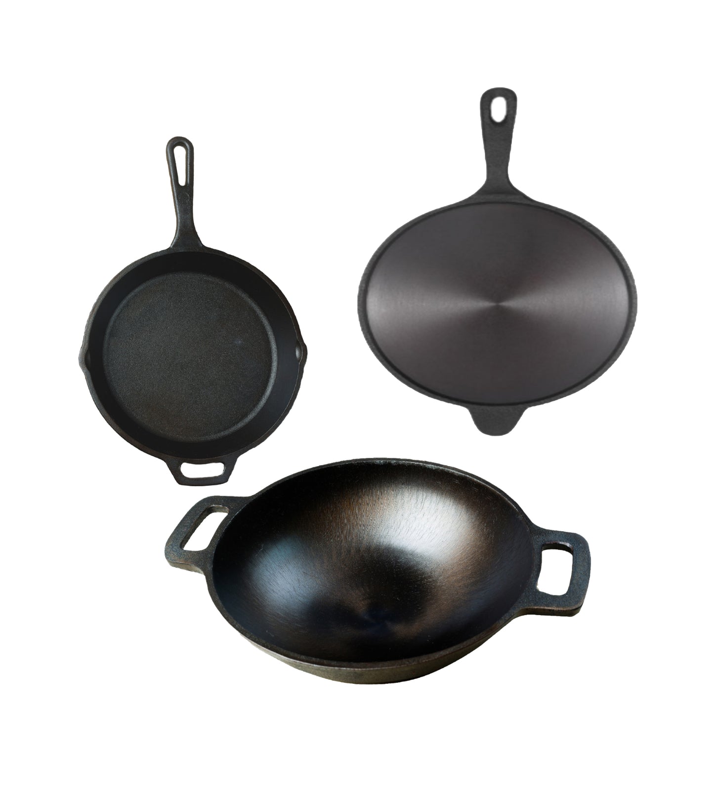 Cast Iron Combo  ( Kadai + Roti/Dosa Tawa + Skillet )