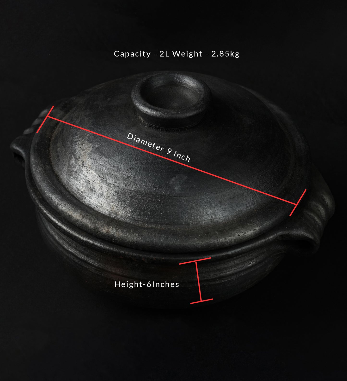 Blackened Clay Uruli With Lid (HOUSE DECOR/COOKING - MEDIUM)