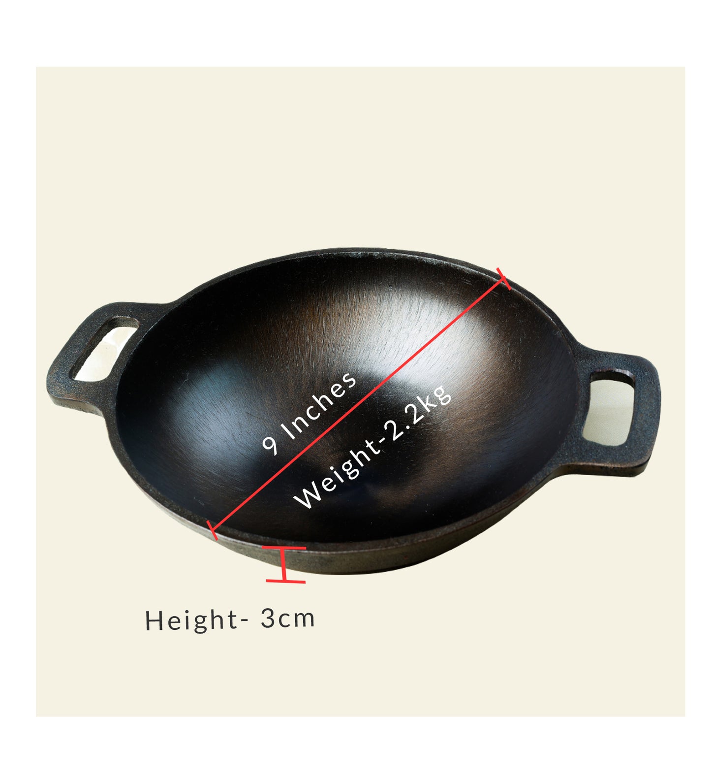 SUPER SMOOTH Cast Iron Kadai (WOK MODEL)