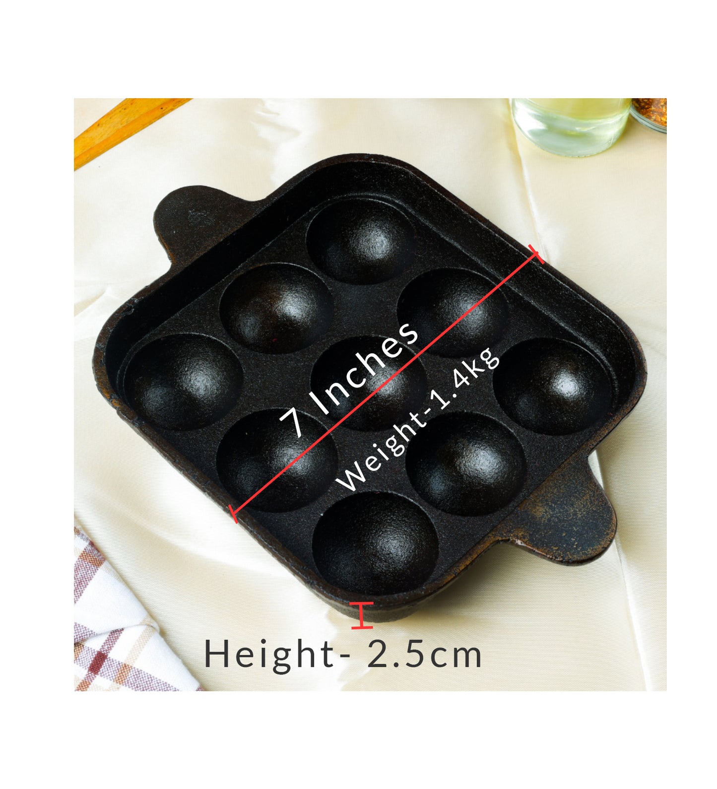 CASTrong Cast Iron Paniyaram  Pan