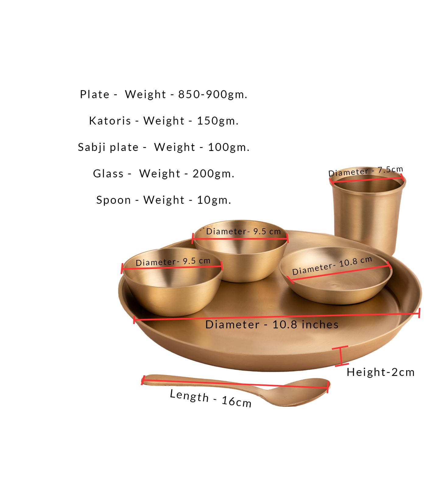 Kansa/Bronze Plate  Hand-picked Product set of 6