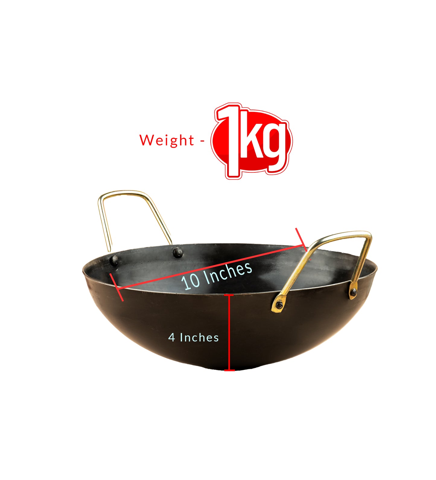 Pure Iron Kadai (Wok) (10" Inches)