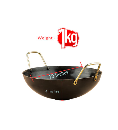 Pure Iron Kadai (Wok) (10" Inches)