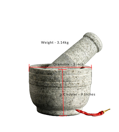 Premium Uthukuli Stone Mortar and Pestle (Circular Large)
