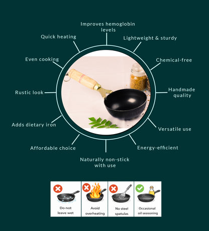 Pure Iron Tadka Pan/Thalipu Karandi (5" Inches)