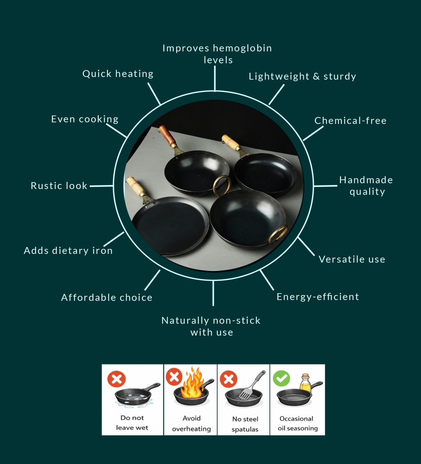 Pure Iron Family Combo with Free Kadai