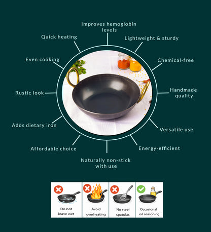 Pure Iron Kadai (10" Inches)