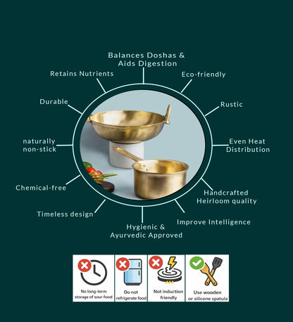 Bronze/Kansa Combo (Kadai + Milk Sauce pan)