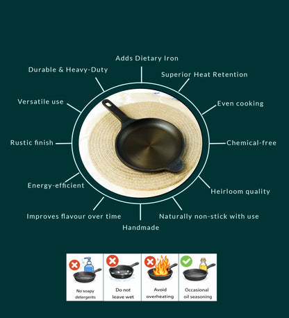 SUPER SMOOTH Cast Iron OMELETTE Pan