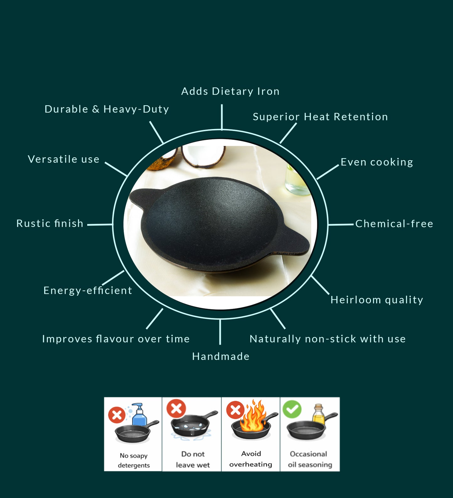 CASTrong Cast Iron Appam Pan