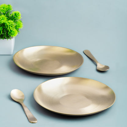 Matt Finish Bronze Breakfast Plate With Spoon