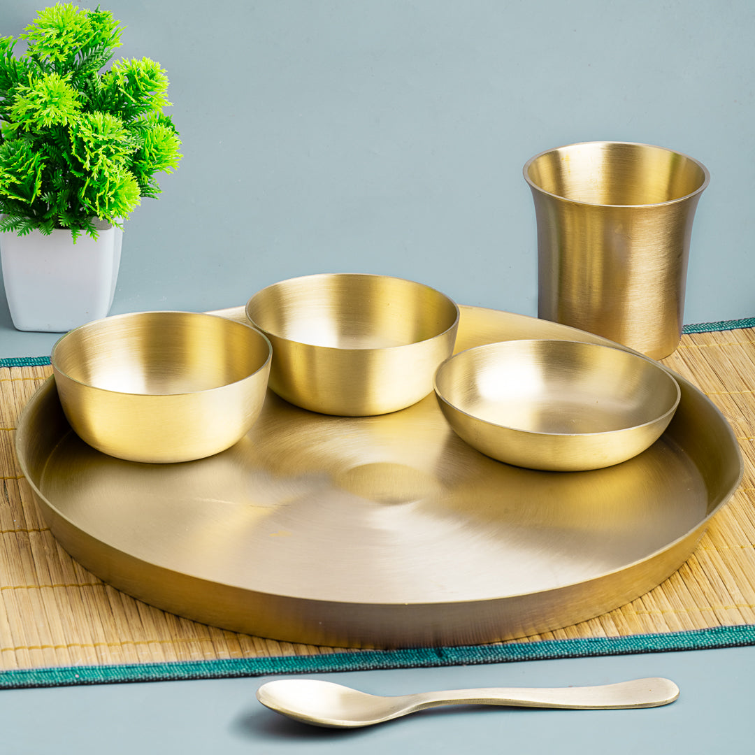 Matt Finish Bronze Thali Plate - Complete set