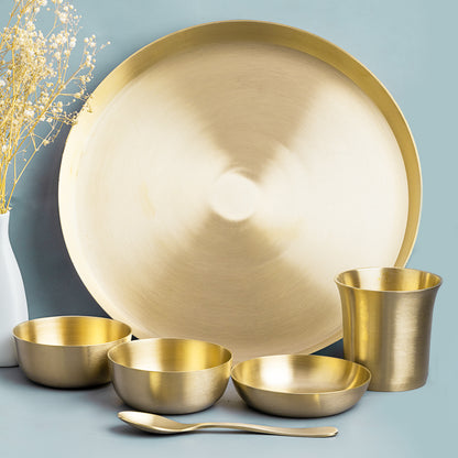 Set of 6 matt Finish Bronze Thali Plate - Complete Set