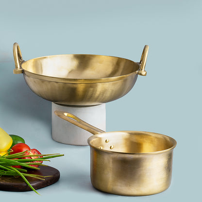 Bronze/Kansa Combo (Kadai + Milk Sauce pan)