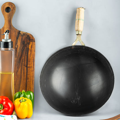 Pure Iron Flat Round Wok (11" Inches)