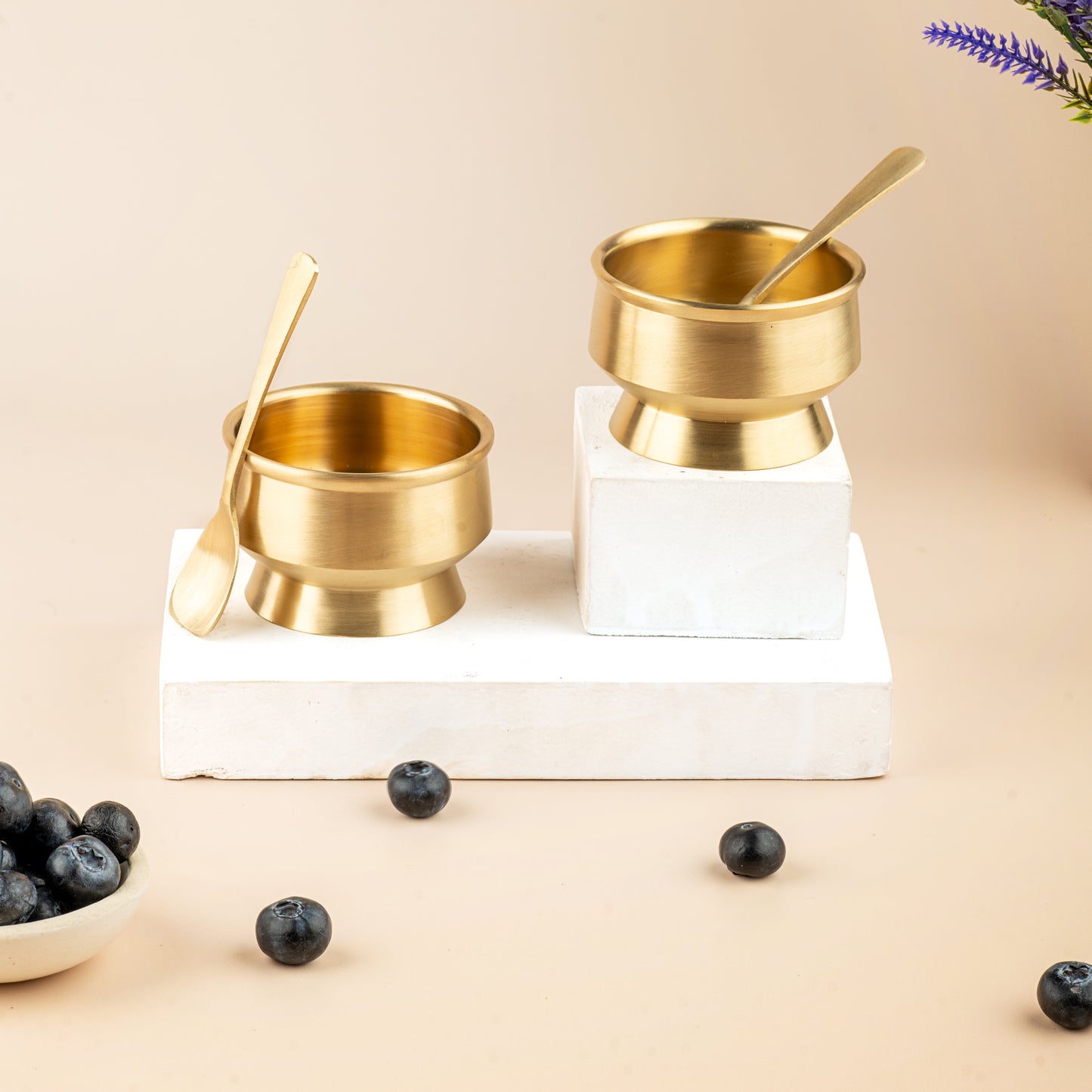 Bronze Ice Cream & Dessert Bowls – 2 Pieces with Spoons