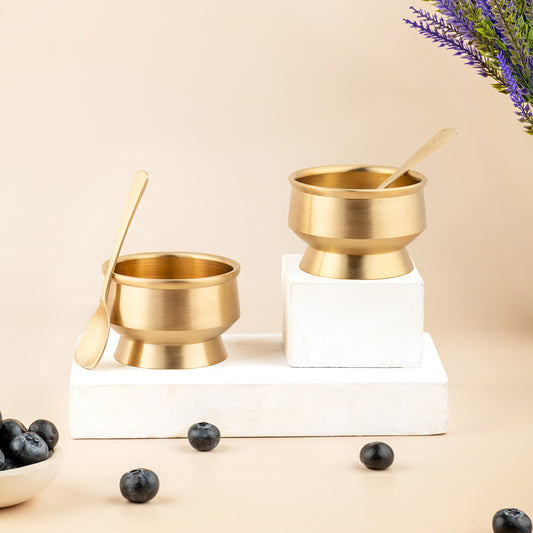 Bronze Ice Cream & Dessert Bowls – 2 Pieces with Spoons