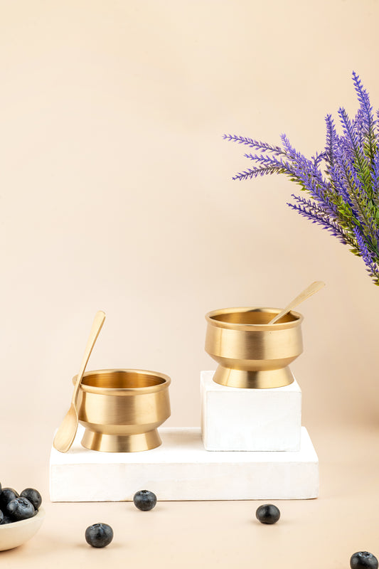 Bronze Ice Cream & Dessert Bowls – 2 Pieces with Spoons