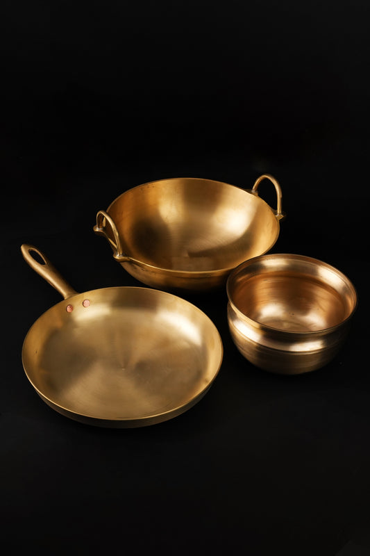 80scookware.com bronze cookware set bronze  combo kadai saute pan pana vengala chatti