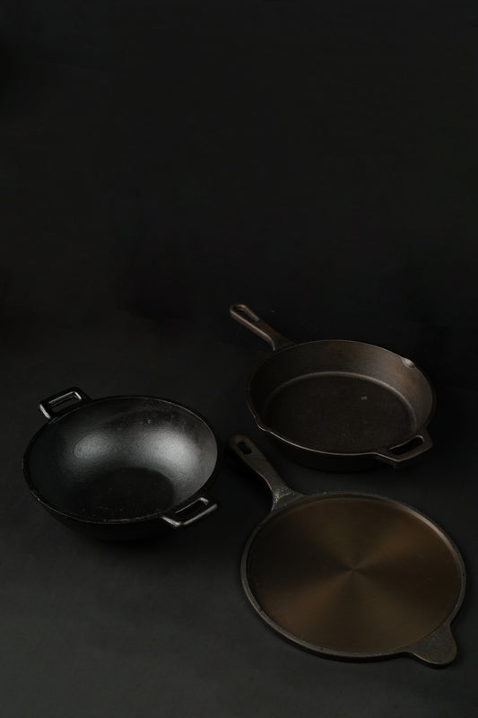 80scookware.com cast iron cookware set combo kadai roti dosa tawa skillet fry pan