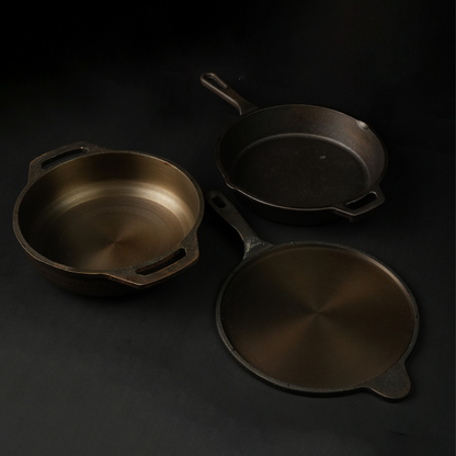 Cast Iron Combo ( Kadai + Roti/Dosa Tawa + Skillet )
