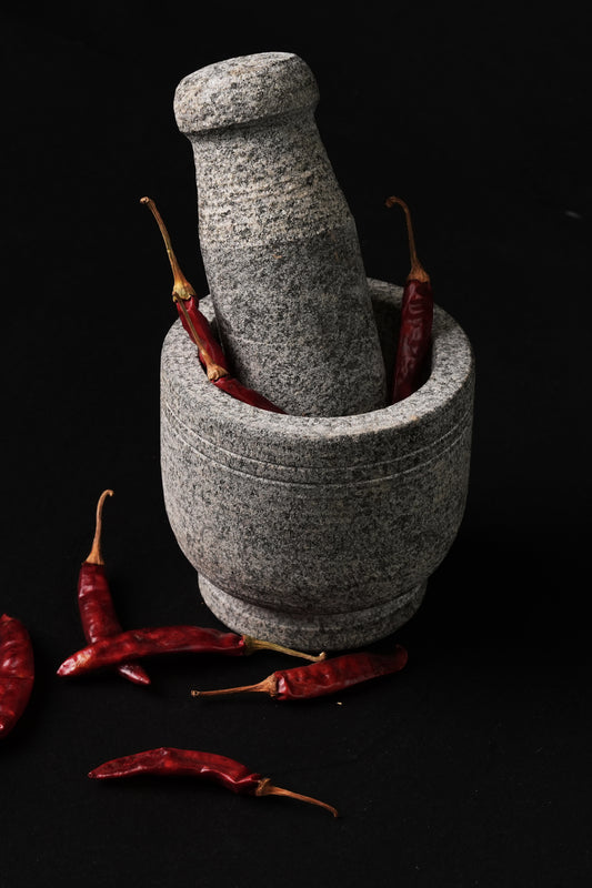 Premium Uthukuli Stone Mortar and Pestle (Medium Size)