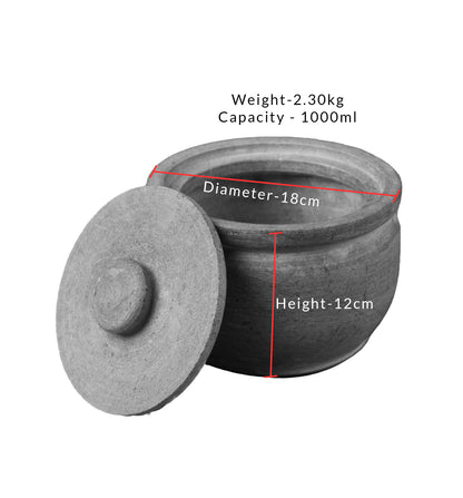 Soap Stone Traditional Curd Setter/ Storage Container Extra Large  (1000ml - 1200ml)