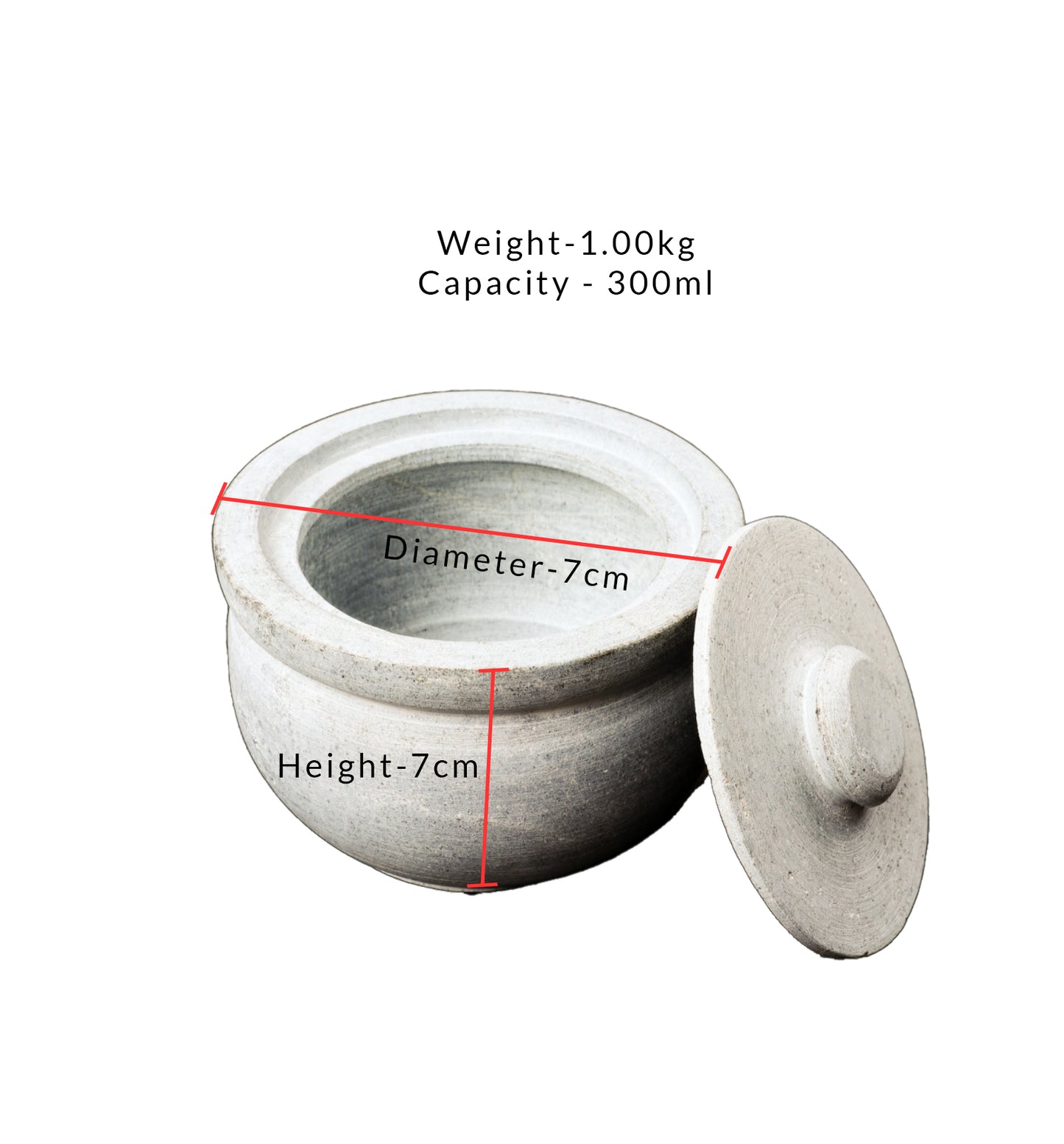 Soap Stone Traditional Curd Setter/ Storage Container Small (300-450 ml)