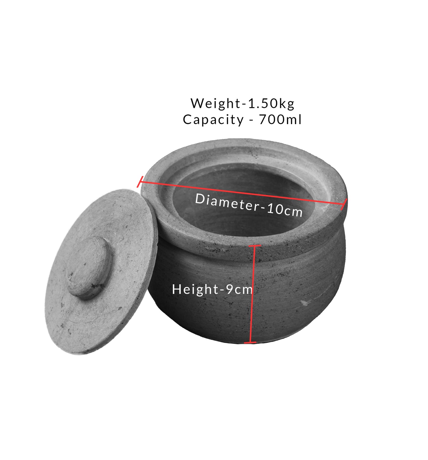 Soap Stone Traditional Curd Setter/ Storage Container Medium (700-750 ml)
