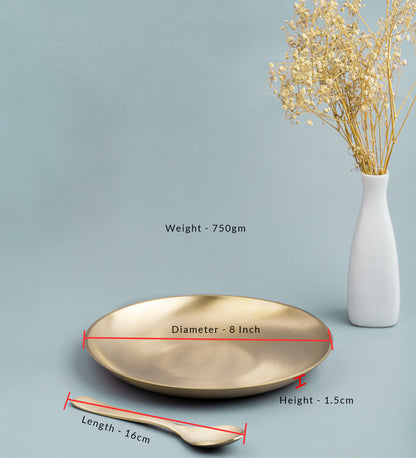 Matt Finish Bronze Breakfast Plate With Spoon